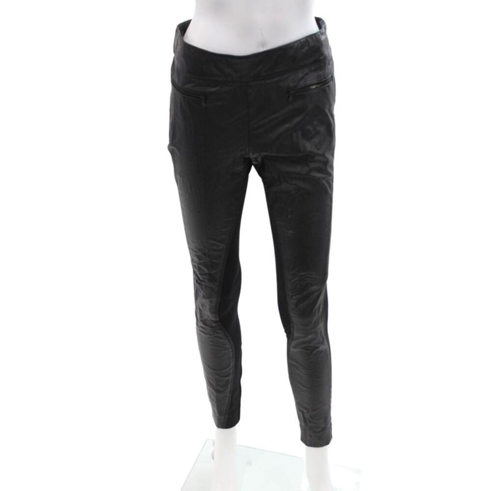KaufmanFranco Women Ankle Leather Jeggings Black Biker Zip Size 4